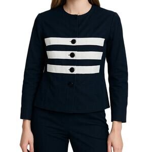 Lori Snyder Dani Max Vintage Black Striped Blazer Jacket Womens Large